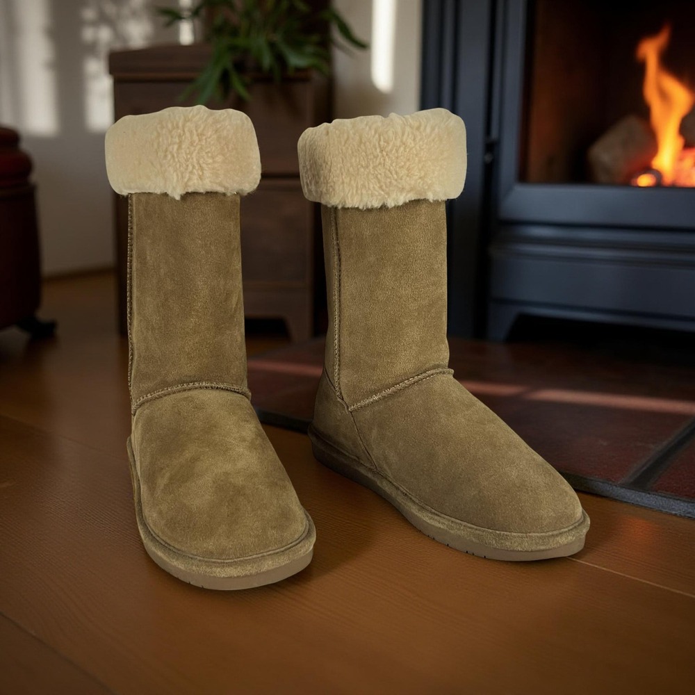 Bearpaw Maris Womens 10 Hickory Brown Suede Wool Lined Winter Boots 1208W Cozy